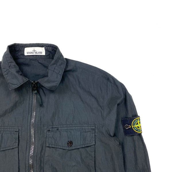 Stone Island Black Cotton Zipped Overshirt