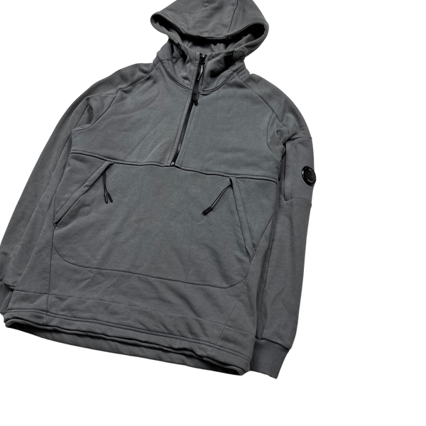CP Company Grey Thick Cotton Quarter Zip Pullover - Small