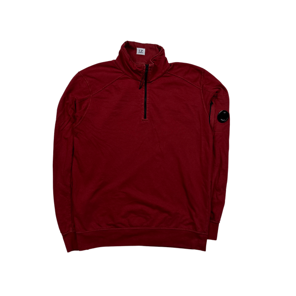 CP Company Red Quarter Zip Pullover Jumper - Large