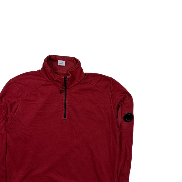 CP Company Red Quarter Zip Pullover Jumper - Large