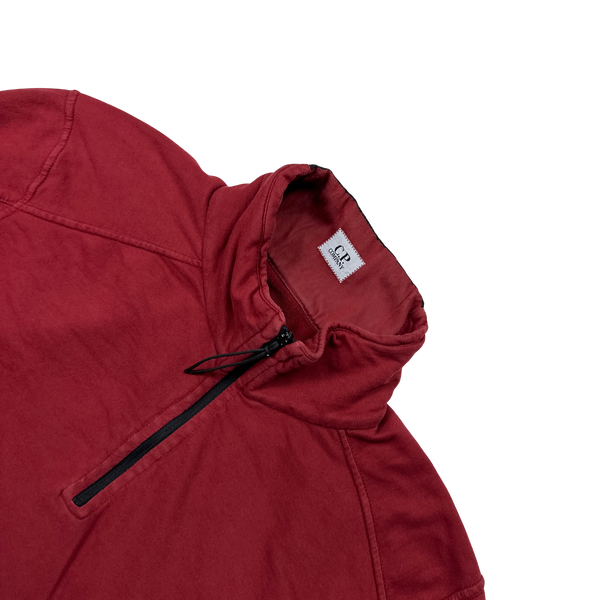 CP Company Red Quarter Zip Pullover Jumper - Large