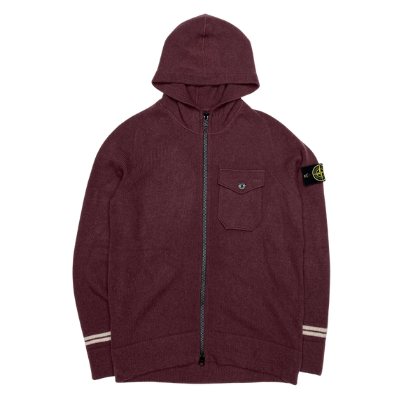 Stone Island 2019 Maroon Knit Hoodie