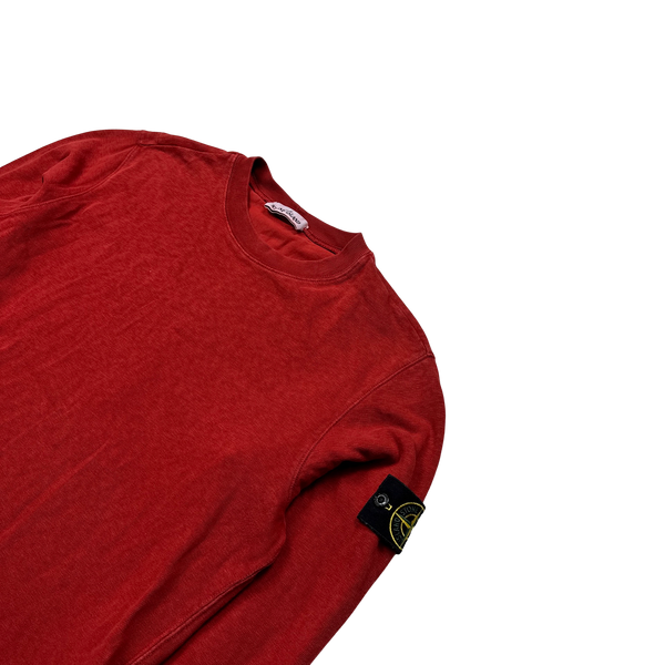 Stone Island 2019 Red Cotton Crewneck Sweatshirt - Large