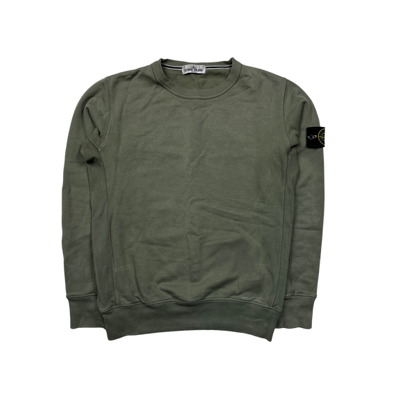 Stone Island 2012 Olive Green Crewneck Cotton Sweatshirt - Large