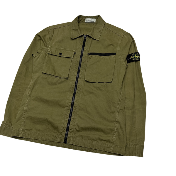 Stone Island 2017 Khaki Green Garment Dyed Overshirt