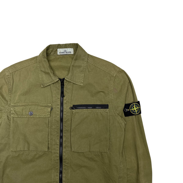 Stone Island 2017 Khaki Green Garment Dyed Overshirt