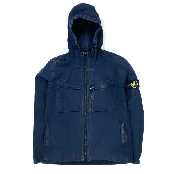 Stone Island Thick Cotton Navy Hooded Overshirt