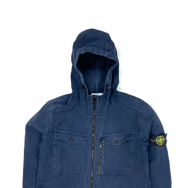 Stone Island Thick Cotton Navy Hooded Overshirt Mat s Island