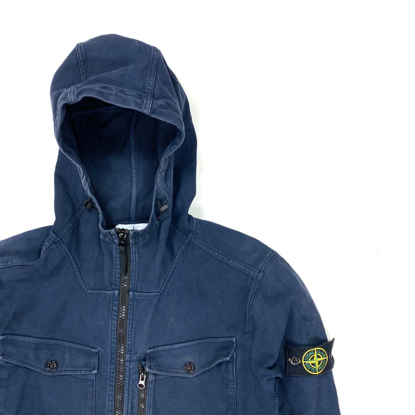 Stone Island Thick Cotton Navy Hooded Overshirt