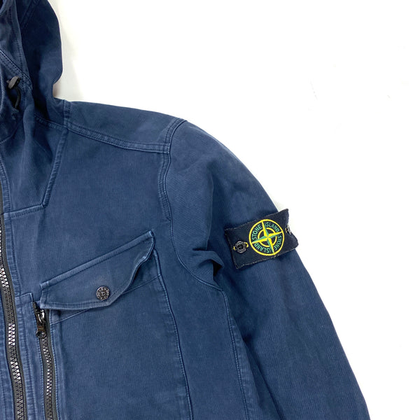 Stone Island Thick Cotton Navy Hooded Overshirt