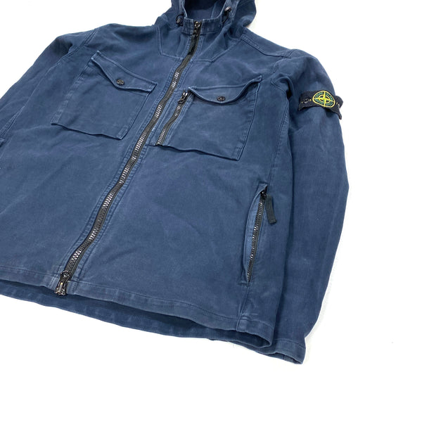 Stone Island Thick Cotton Navy Hooded Overshirt