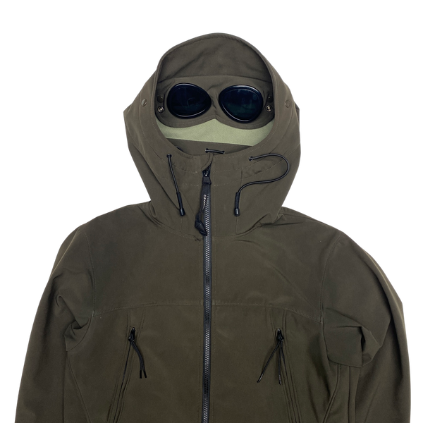 CP Company Khaki Lightweight Soft Shell Goggle Jacket