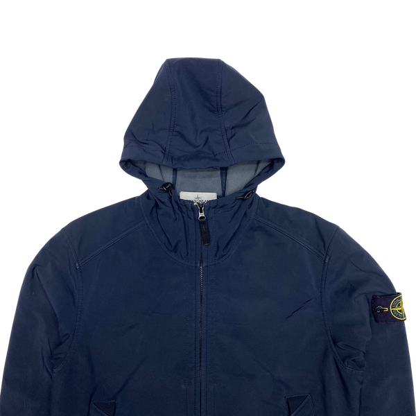 Stone Island Navy Fleece Lined Soft Shell Jacket