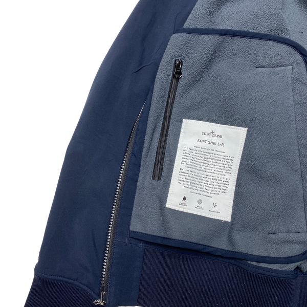 Stone Island Navy Fleece Lined Soft Shell Jacket