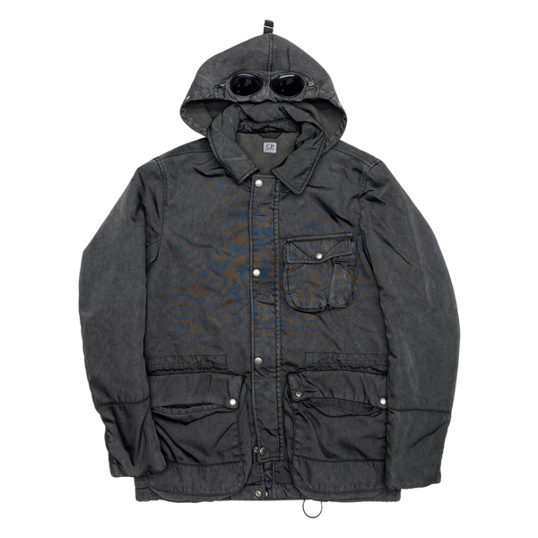 CP Company Grey Thick Nylon Quilted Goggle Jacket