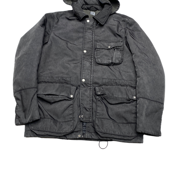 CP Company Grey Thick Nylon Quilted Goggle Jacket