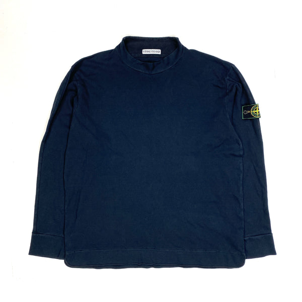 Stone Island 1999 Vintage Cotton Navy Mock Neck Jumper