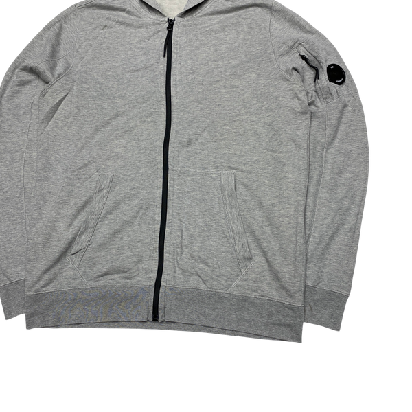 CP Company Light Grey Cotton Zipped Hoodie