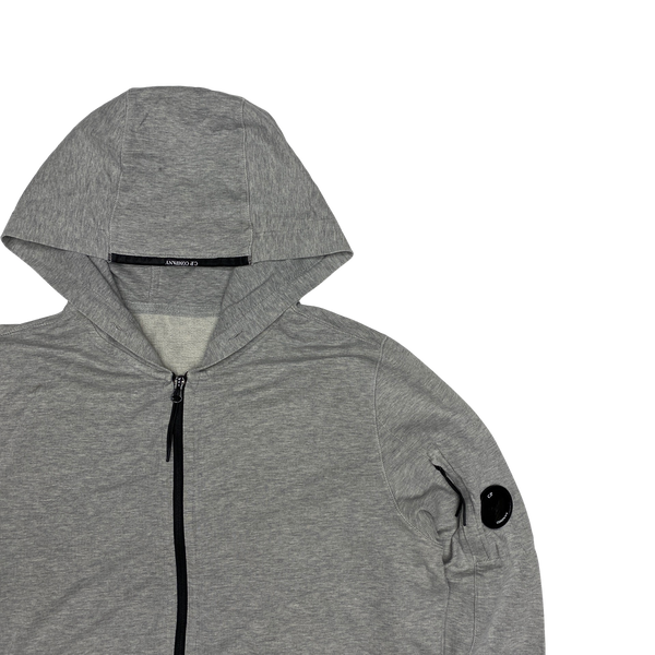 CP Company Light Grey Cotton Zipped Hoodie