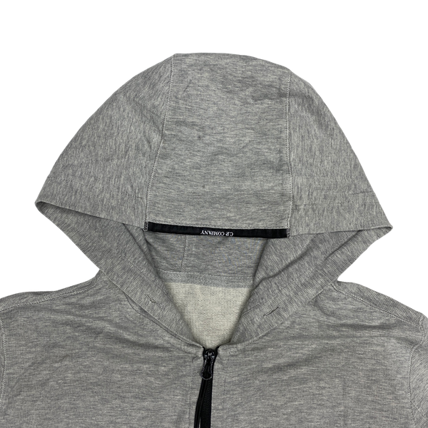 CP Company Light Grey Cotton Zipped Hoodie