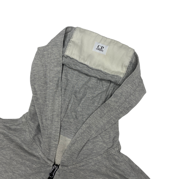 CP Company Light Grey Cotton Zipped Hoodie