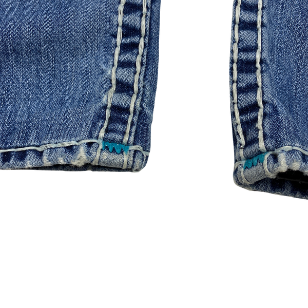 True Religion Light Blue Contrast Stitch Relaxed Slim Fit Jeans