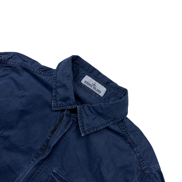 Stone Island 2017 Navy Garment Dyed Cotton Overshirt - Large
