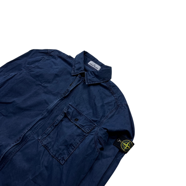 Stone Island 2017 Navy Garment Dyed Cotton Overshirt - Large