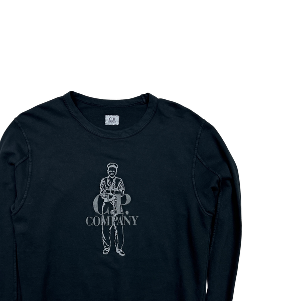 CP Company Navy Embroidered Crewneck Jumper - Small