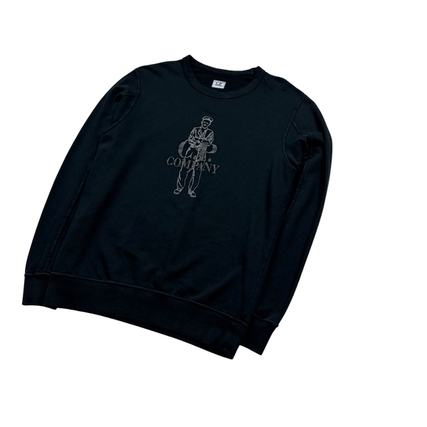 CP Company Navy Embroidered Crewneck Jumper Small Mat s Island