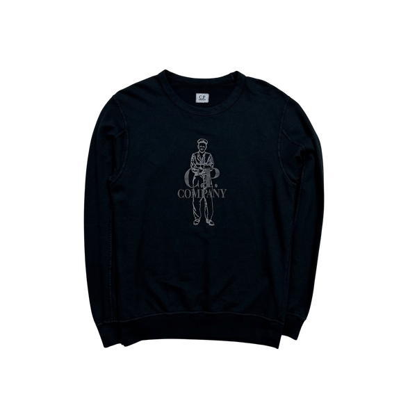 CP Company Navy Embroidered Crewneck Jumper - Small