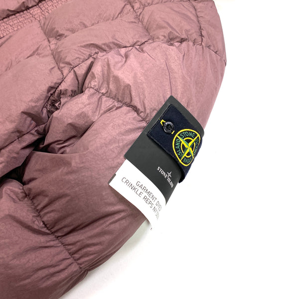 Stone Island Burgundy Pullover Garment Dyed Crinkle Reps Down Jacket