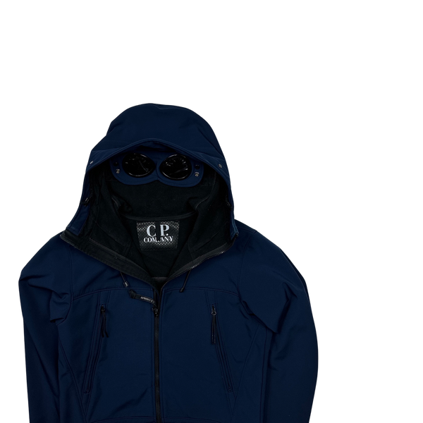 CP Company Blue Fleece Lined Soft Shell Goggle Jacket - Medium