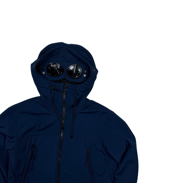 CP Company Blue Fleece Lined Soft Shell Goggle Jacket - Medium