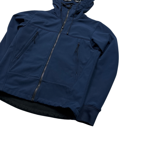 CP Company Blue Fleece Lined Soft Shell Goggle Jacket - Medium