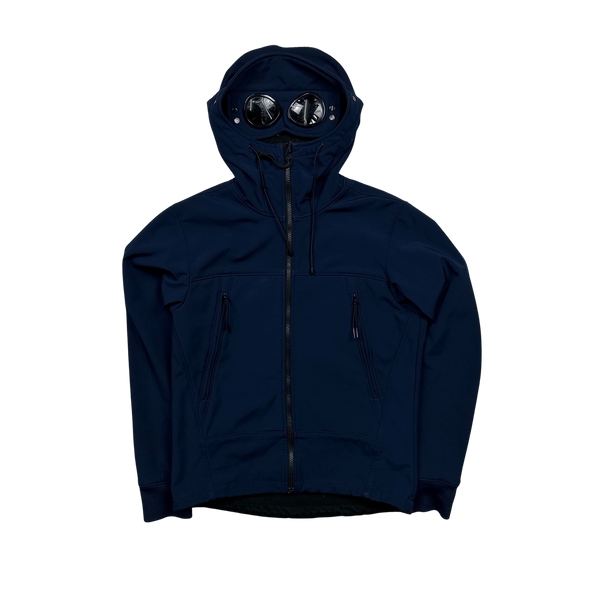 CP Company Blue Fleece Lined Soft Shell Goggle Jacket - Medium