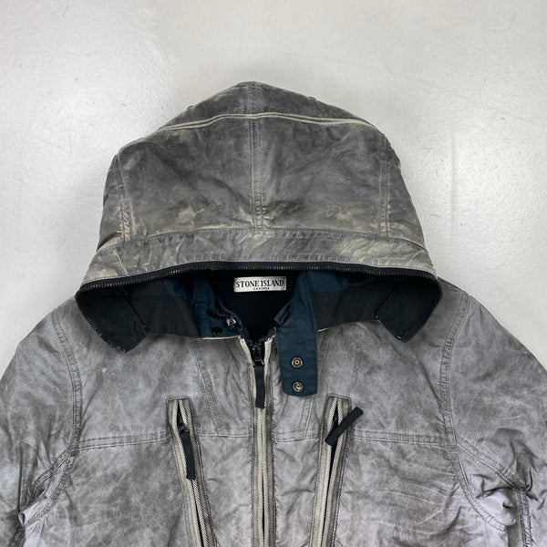 Stone Island Fleece Lined Silver Liquid Reflective Jacket