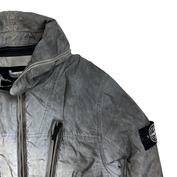 Stone Island Fleece Lined Silver Liquid Reflective Jacket