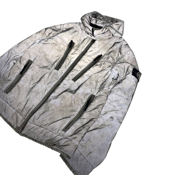 Stone Island Fleece Lined Silver Liquid Reflective Jacket