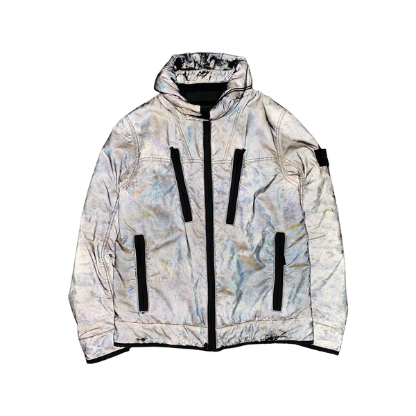 Stone Island Fleece Lined Silver Liquid Reflective Jacket