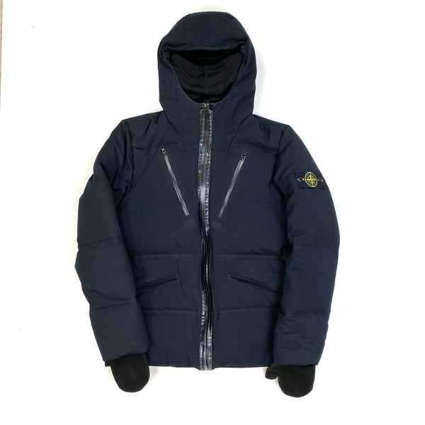 Stone Island Dark Navy Wool Repellent Balaclava Jacket