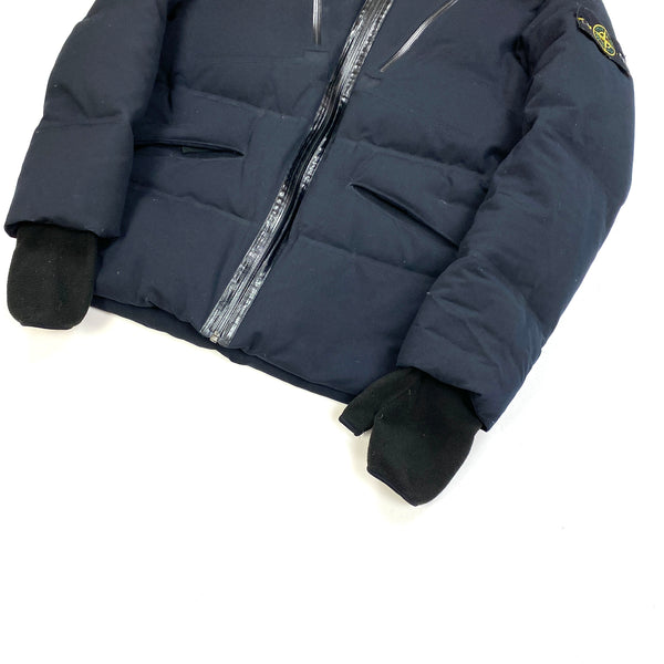 Stone Island Dark Navy Wool Repellent Balaclava Jacket
