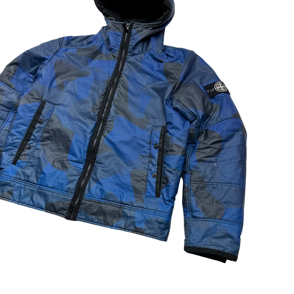 Stone Island Blue Fleece Lined Camo Reflective Jacket Large