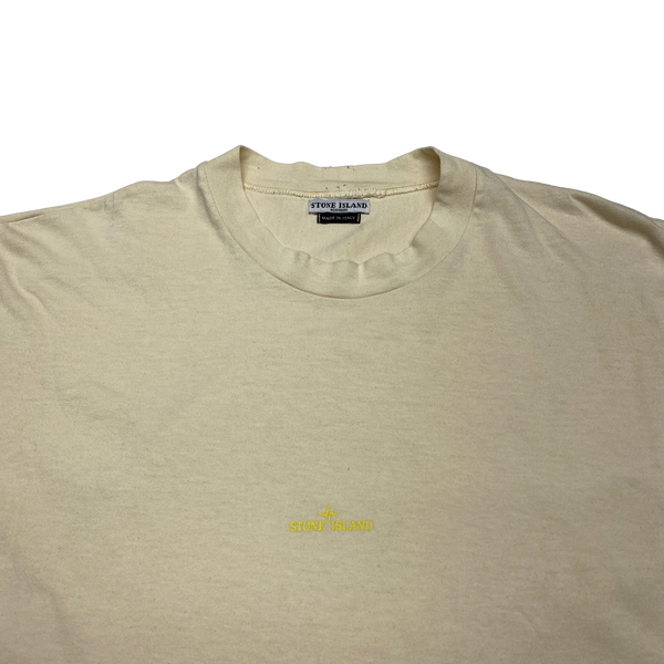 Stone Island Cream Spellout 2004 Cotton T Shirt