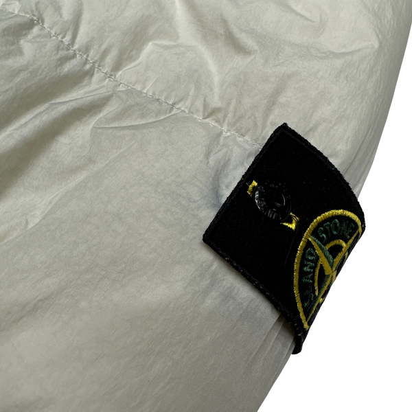 Stone Island White Down Garment Dyed Crinkle Puffer Jacket