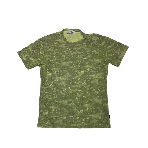 Stone Island Yellow Green Acid Camo Cotton T Shirt