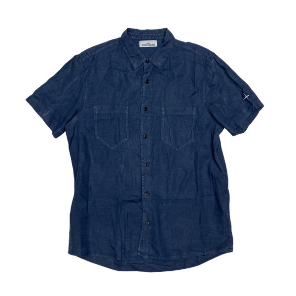 Stone Island 2020 Navy Linen Summer Shirt