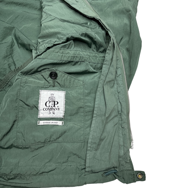 CP Company Green Multipocket Nylon Metal Shimmer Goggle Jacket