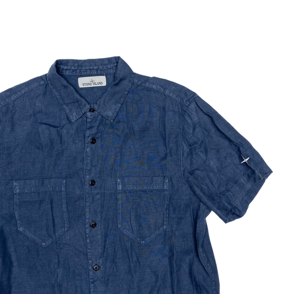 Stone Island 2020 Navy Linen Summer Shirt