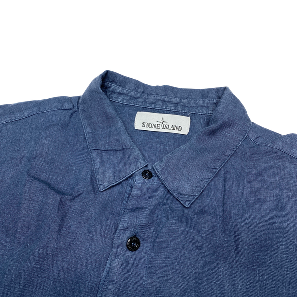 Stone Island 2020 Navy Linen Summer Shirt